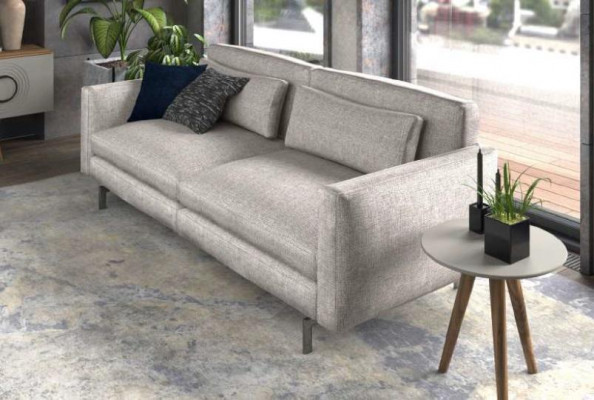 Mobilier de salon gris-noir, fauteuil trois places, ensemble luxueux moderne.