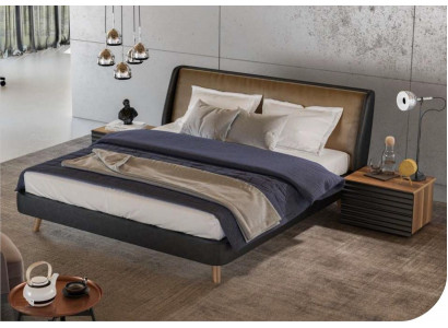 Ensemble de chambre à coucher Lit 2x Table de chevet Mobilier complet Lits Noyer naturel