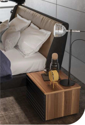 Ensemble de chambre à coucher Lit 2x Table de chevet Mobilier complet Lits Noyer naturel