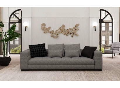 Canapé gris trois places salon mobilier assise cadre en bois collection de canapé