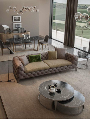 Chesterfield Canapé moderne quatre places en taupe Meubles de salon moderne Nouveau