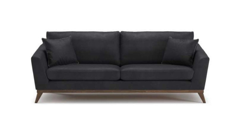 Imitation cuir gris Canapé moderne de salon à trois places Style de canapé mobilier