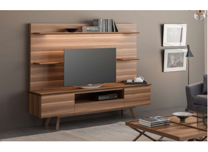 Étagères de luxe naturelles en noyer Mobilier moderne pour salon Étagères suspendues nouveaudevotre texte traduit apparaîtra ici