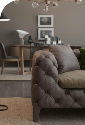 Tauper Chesterfield Trois Places Canapé de Luxe Moderne Style Fauteuil de Salon