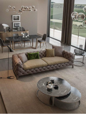 Tauper Chesterfield Trois Places Canapé de Luxe Moderne Style Fauteuil de Salon
