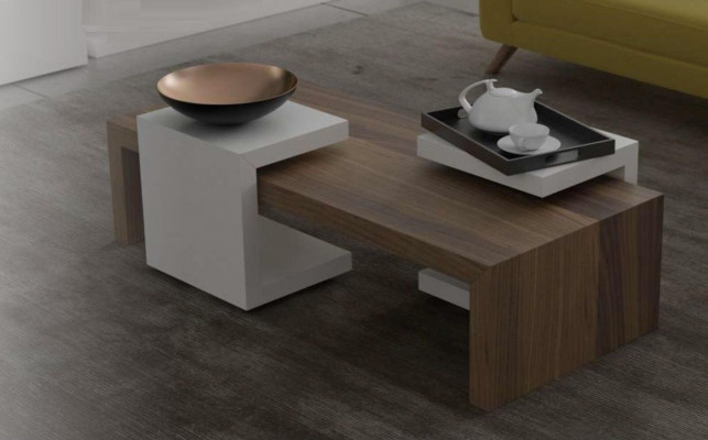 Ensemble de table basse en noyer naturel Mobilier de salon Tables d'appoint Moderne nouveau