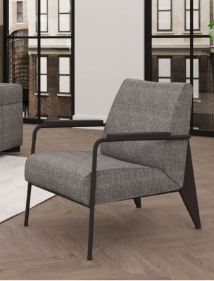 Fauteuil gris pieds en acier inoxydable mobilier moderne de salon fauteuil canapé sofa