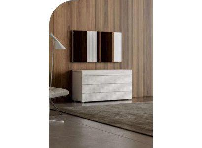 Blanc Designer Luxury Commode avec Miroir 4 Tiroirs Meuble en Bois neuf