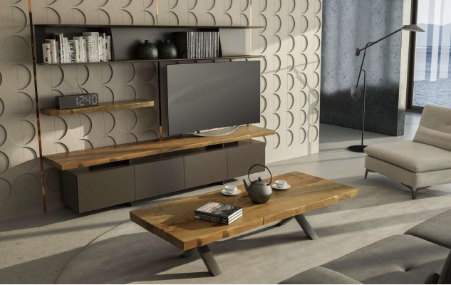 Table basse en bois Mobilier de salon moderne Table de rangement de luxe Table TV