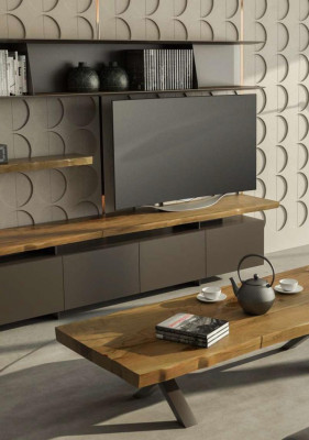 Table basse en bois Mobilier de salon moderne Table de rangement de luxe Table TV