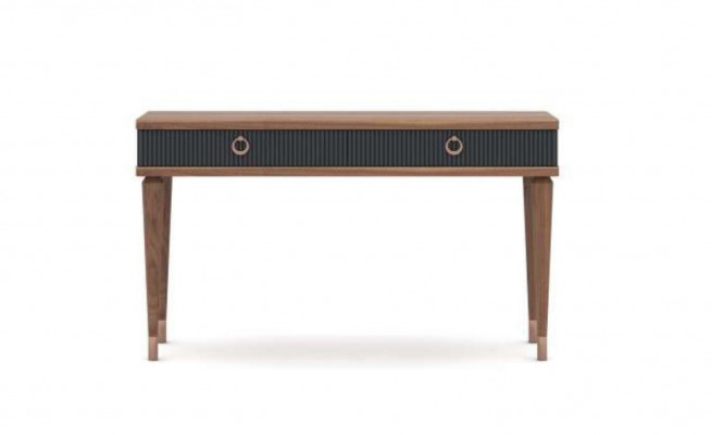 Table console moderne avec tiroirs en noyer naturel de luxe - anthracite