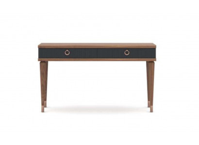 Table console moderne avec tiroirs en noyer naturel de luxe - anthracite