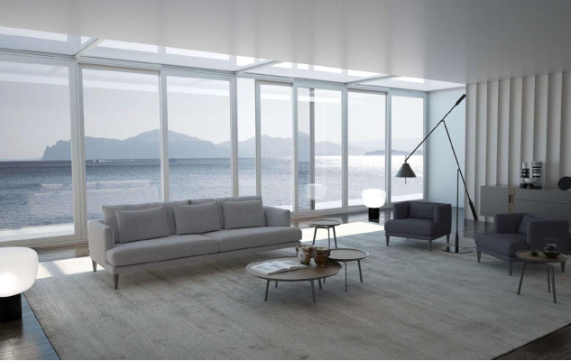 Gris fauteuil inclinable confortable de designer de luxe à un seul siège à ailes moderne