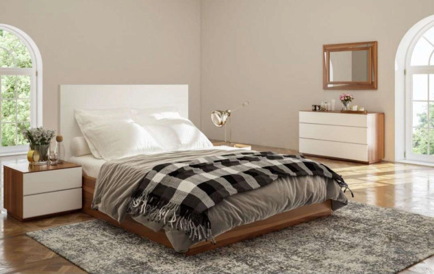 Commode de chambre blanche et marron Console de luxe avec espace de rangement Meuble en bois véritable élégant