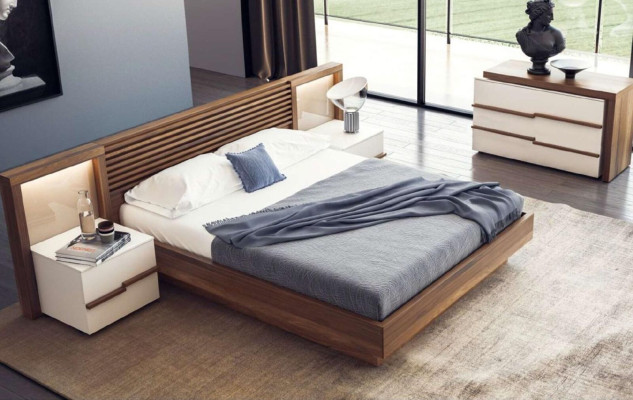 Table de chevet en noyer naturel Chambre Tables de chevet Luxe
