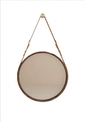 Miroir mural encadré Cadre luxueux marron fait en noyer naturel