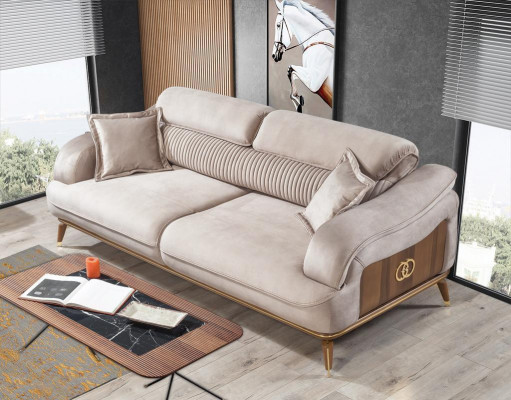 Canapé 3 places + ensemble fauteuil design en tissu pour salon nouveau
