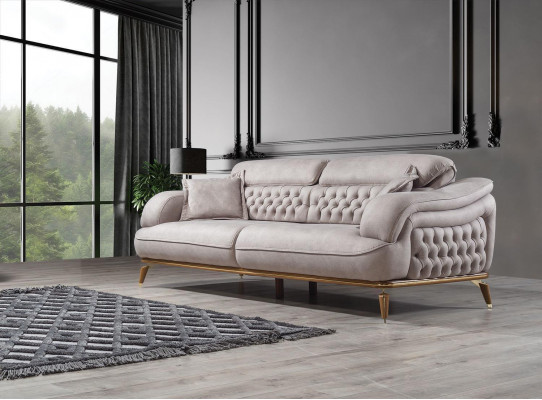 Canapé trois places Canapé 3 places de luxe Blanc Rembourrage en tissu Mobilier design neuf