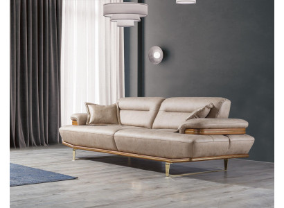 Trois Canapés Design Moderne en Tissu pour Trois Places Beige de Luxe Meuble Nouveau