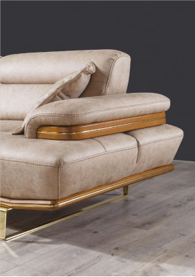 Trois Canapés Design Moderne en Tissu pour Trois Places Beige de Luxe Meuble Nouveau