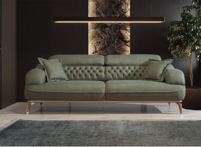 Canapé 3 places Gris Textile de luxe Design de salon Style italien