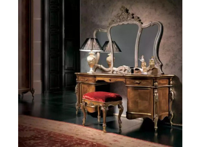 Coiffeuse Chambre Tabouret Miroir Bois Ensemble Suite de meubles de designer