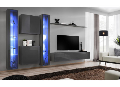 Luxueuse vitrine suspendue 2x nouvelle Unité murale 2x armoire murale Ensemble complet Étagère murale nouvelle