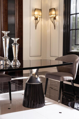 Set de salle à manger de luxe Table de salle à manger Chaises Noires 9 pièces Salle à manger Bois
