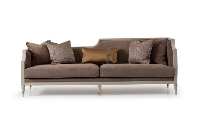 Ensemble de canapé complet pour quatre personnes avec canapé en tissu à quatre places fauteuil marron 3 pièces.