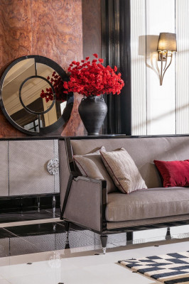 Ensemble de canapé complet avec un canapé trois places, un fauteuil, une table basse ensemble 3 pièces gris.