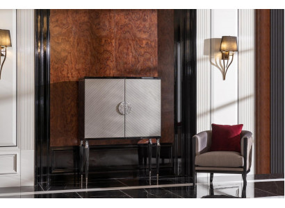 Suite Fauteuil Bar Cabinet Gris Tissu Fauteuil à Ailes Bar Ensemble de salon