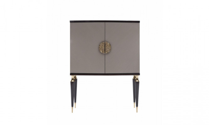 Suite Fauteuil Bar Cabinet Gris Tissu Fauteuil à Ailes Bar Ensemble de salon