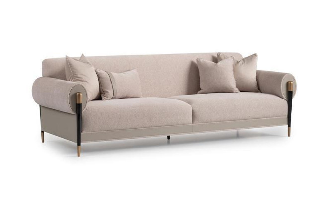 Canapé en tissu Trois places Canapé 3 places Canapé rembourré Design moderne Beige nouveau