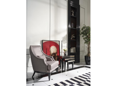 Ensemble complet de fauteuils de salon avec tables d'appoint 4 pièces fauteuil à oreilles gris