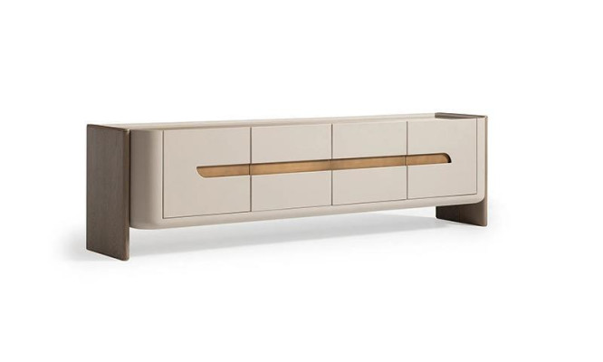 Enfilade Meuble TV Meuble TV Faible Beige Bois Salon Armoire Moderne