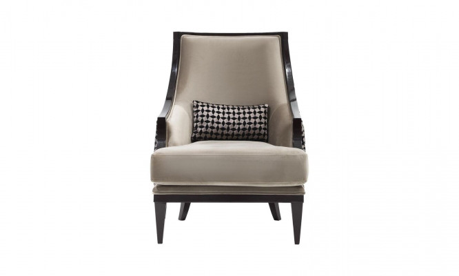 Fauteuil à oreilles fauteuil individuel en tissu gris classique au salon.
