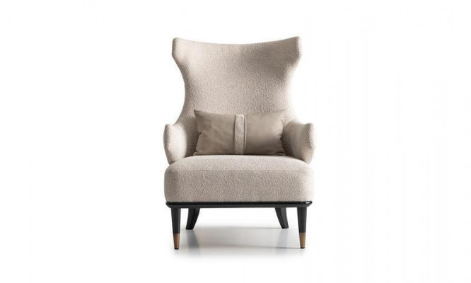 Chaise à ailes moderne luxueuse Fauteuil crapaud à une place de luxe en tissu beige moderne Salon moderne