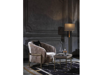 Salon Complet Fauteuil Table d'Appoint Tissu Beige Fauteuil à Oreilles Ensemble
