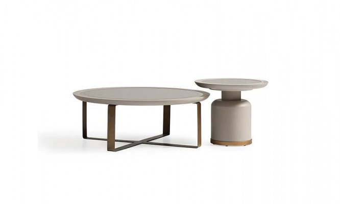 Table basse en métal beige pour un salon complet