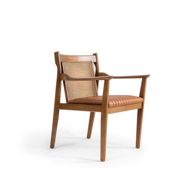 Chaise de salle à manger en cuir rembourrée de fauteuil en bois moderne nouveau meuble