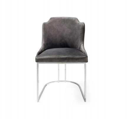 Chaise moderne grise de luxe, mobilier de designer, chaise de salle à manger, ameublement, chaise rembourrée.