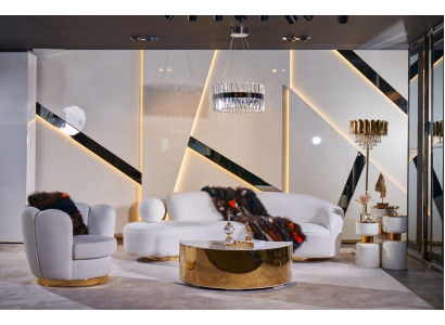 Ensemble de canapé moderne blanc trois places fauteuil de luxe table basse noble