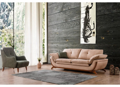 Rembourrage Salon Suite Designer Trois Places Luxe Fauteuil en Textile 2 Pièces