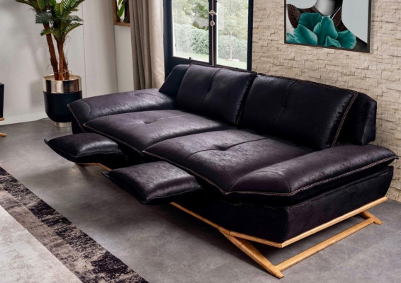 Mobilier luxueux pour salon Canapé 3 places noir exclusif