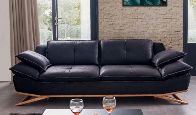 Mobilier luxueux pour salon Canapé 3 places noir exclusif