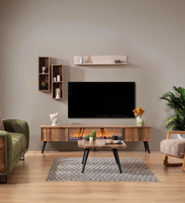Meuble mural pour le salon - meuble télé design - étagère TV basse - étagères suspendues en 3 pièces.