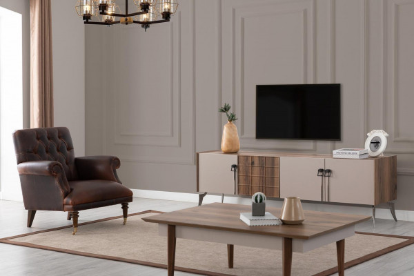 Salle de séjour ensemble de designer table basse de luxe moderne armoire TV 3 pièces nouveau