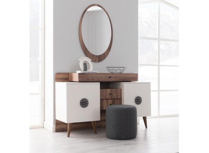 Coiffeuse marron-blanc avec miroir Meubles en bois de chambre luxueuse