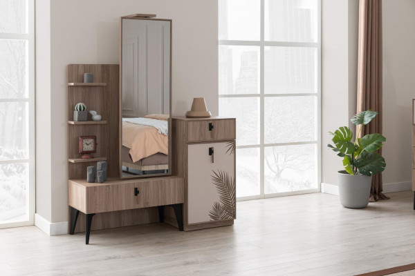 Chambre de Luxe Moderne Commode avec Miroir Mobilier Moderne en Bois Neuf