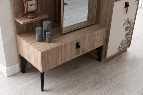 Chambre de Luxe Moderne Commode avec Miroir Mobilier Moderne en Bois Neuf
